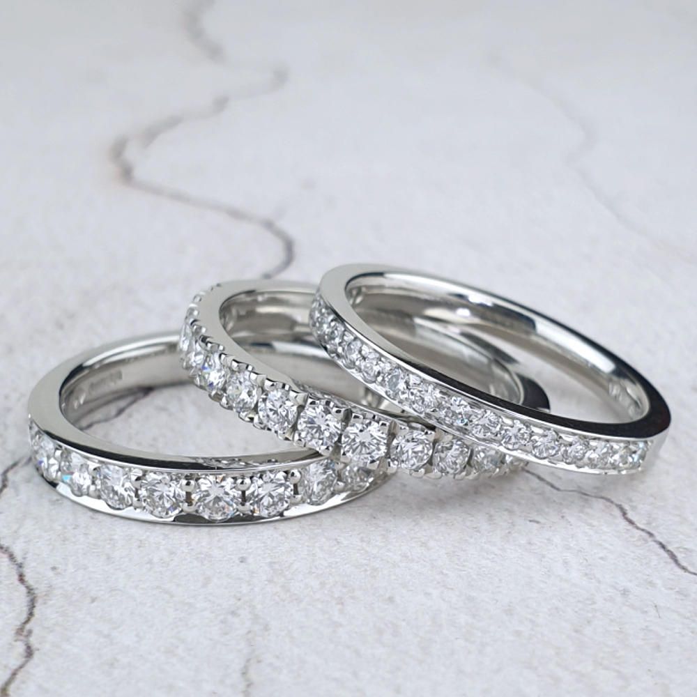 Diamond set wedding rings
