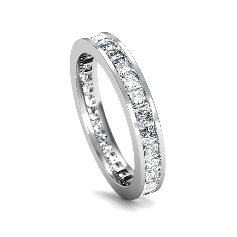 Platinum eternity ring with princess-cut diamonds