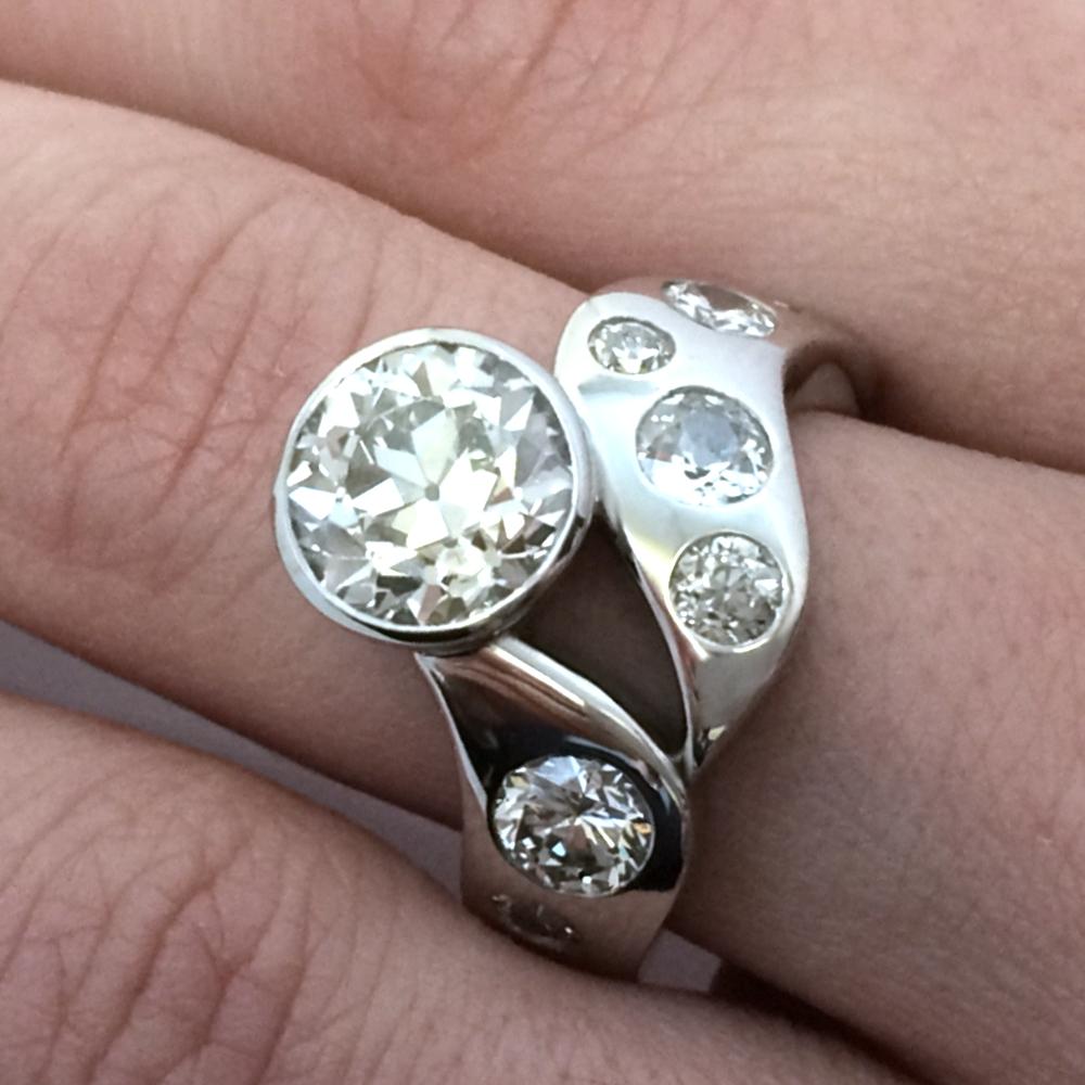 Chunky dress ring with Victorian diamonds