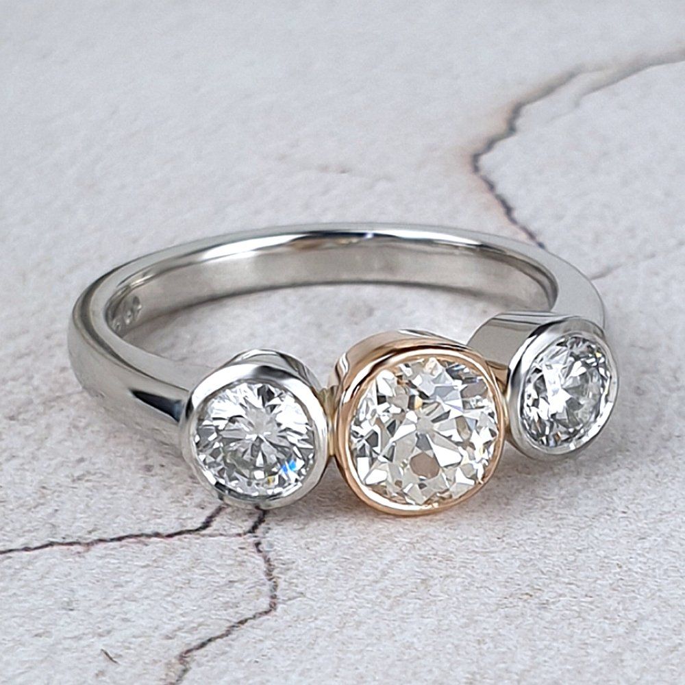 Trilogy ring with Victorian diamonds