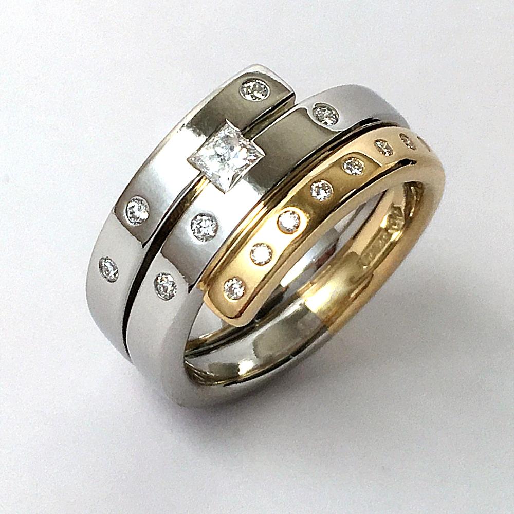 spiral ring with upcycled diamonds