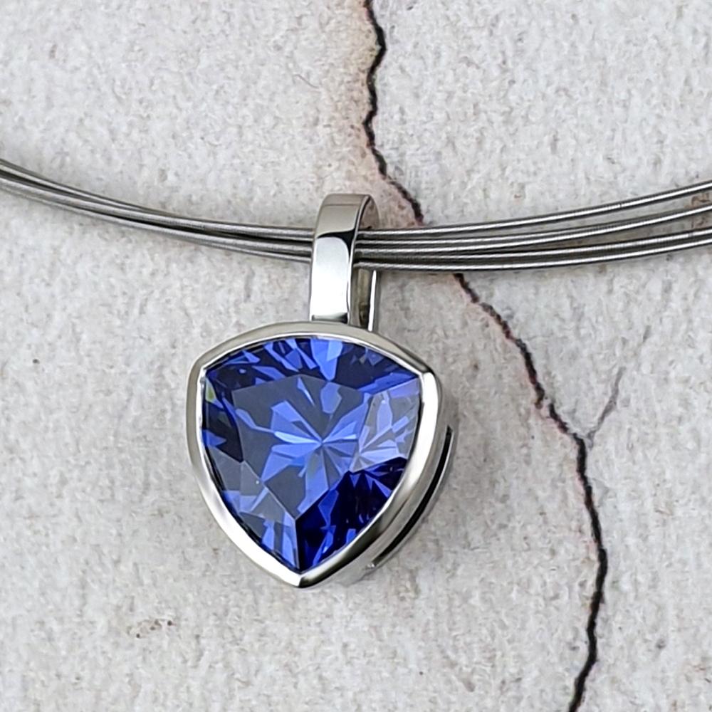 Bespoke platinum  pendant with Tanzanite trillion