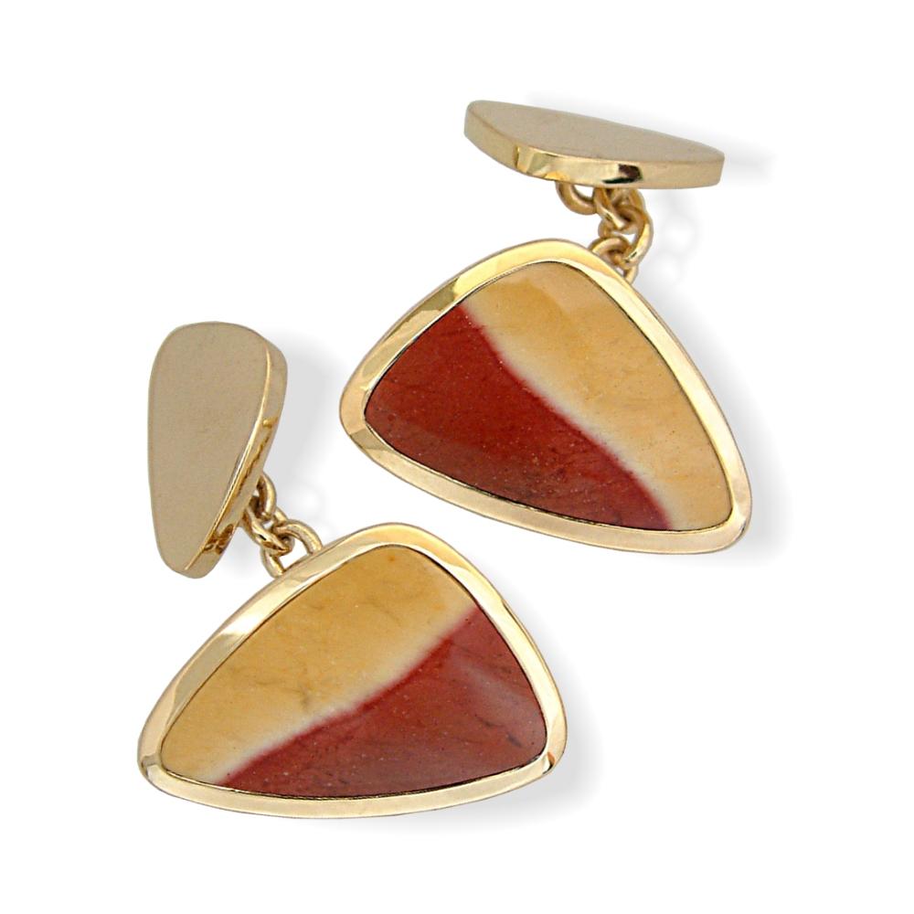 Gold cufflinks with jasper