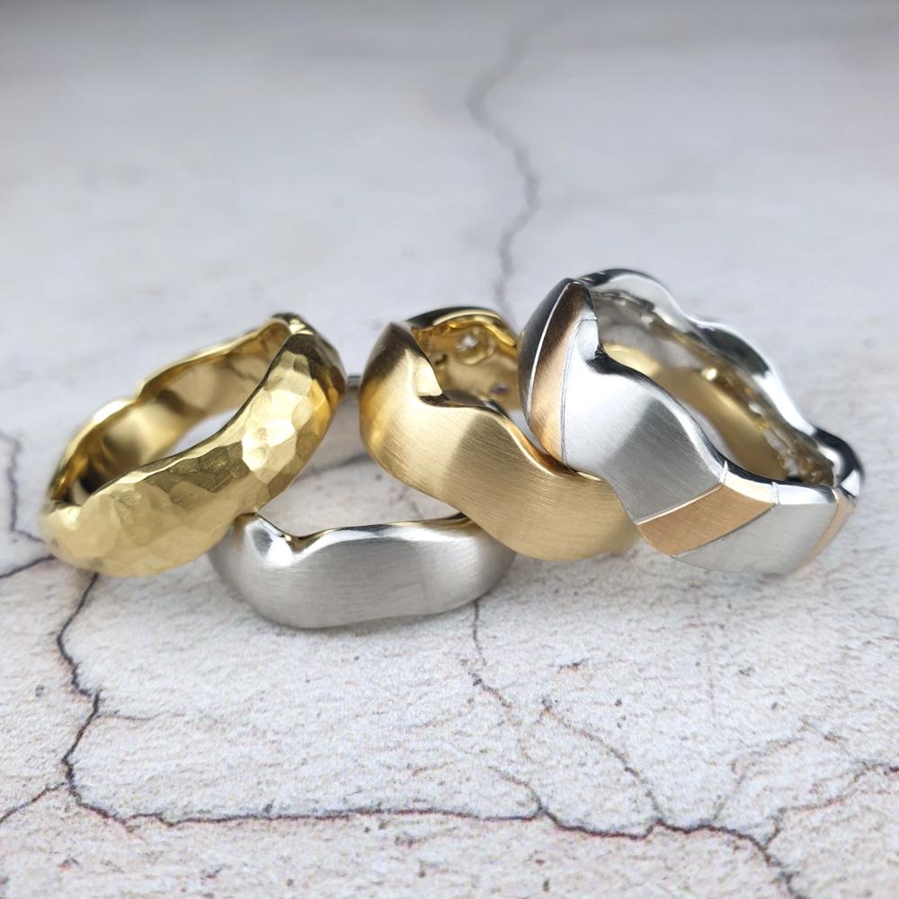 Unique carved wedding rings