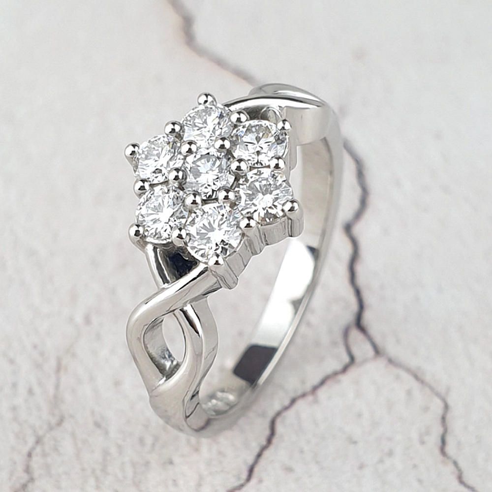 Cluster engagement ring with diamonds