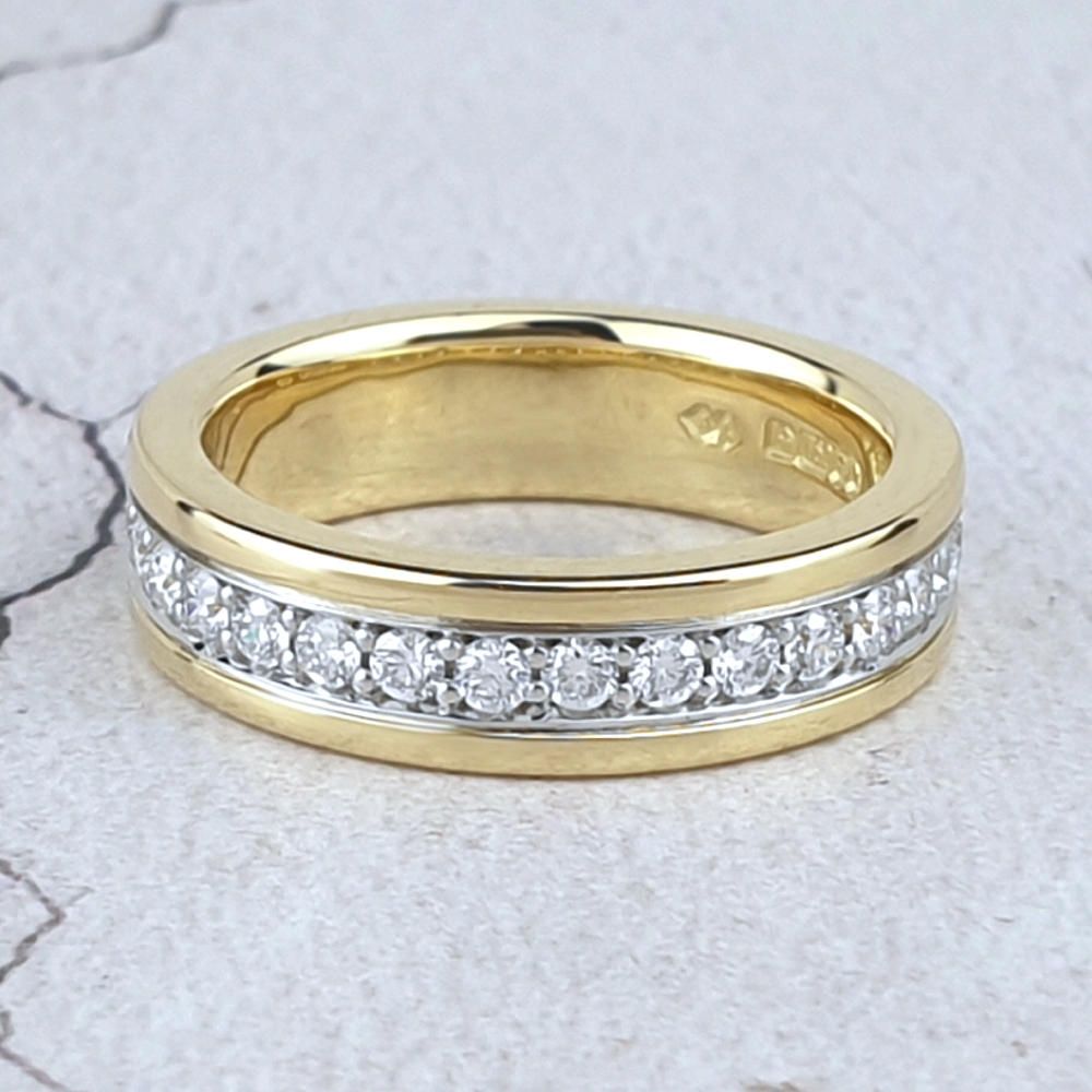 18ct yellow gold and platinum diamond eternity ring