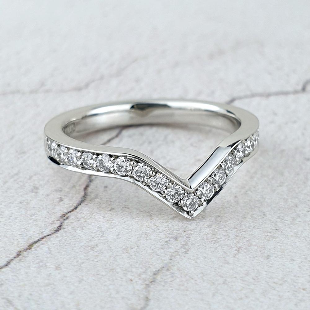 Wishbone eternity ring with diamonds