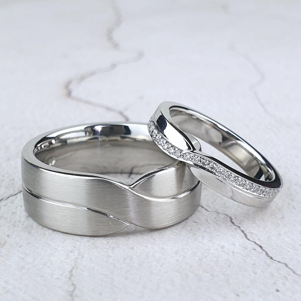 Matching wedding rings for bride and groom