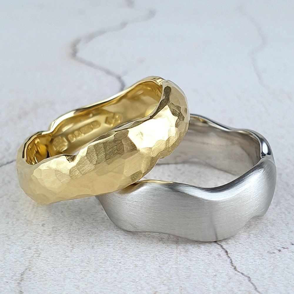 Unique carved wedding rings