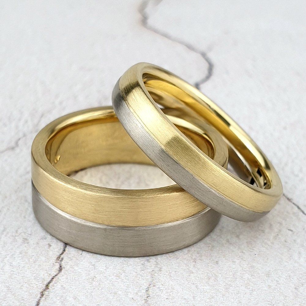 18ct yellow and white gold bands