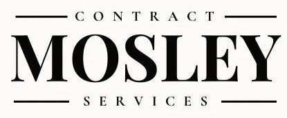 Logo for Contract Mosley Services. Black text on cream background.