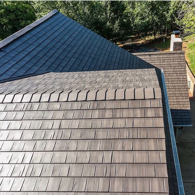An aerial view of a roof with shingles on it