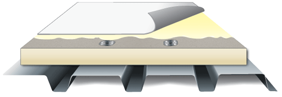 A metal roof with a piece of paper on top of it.