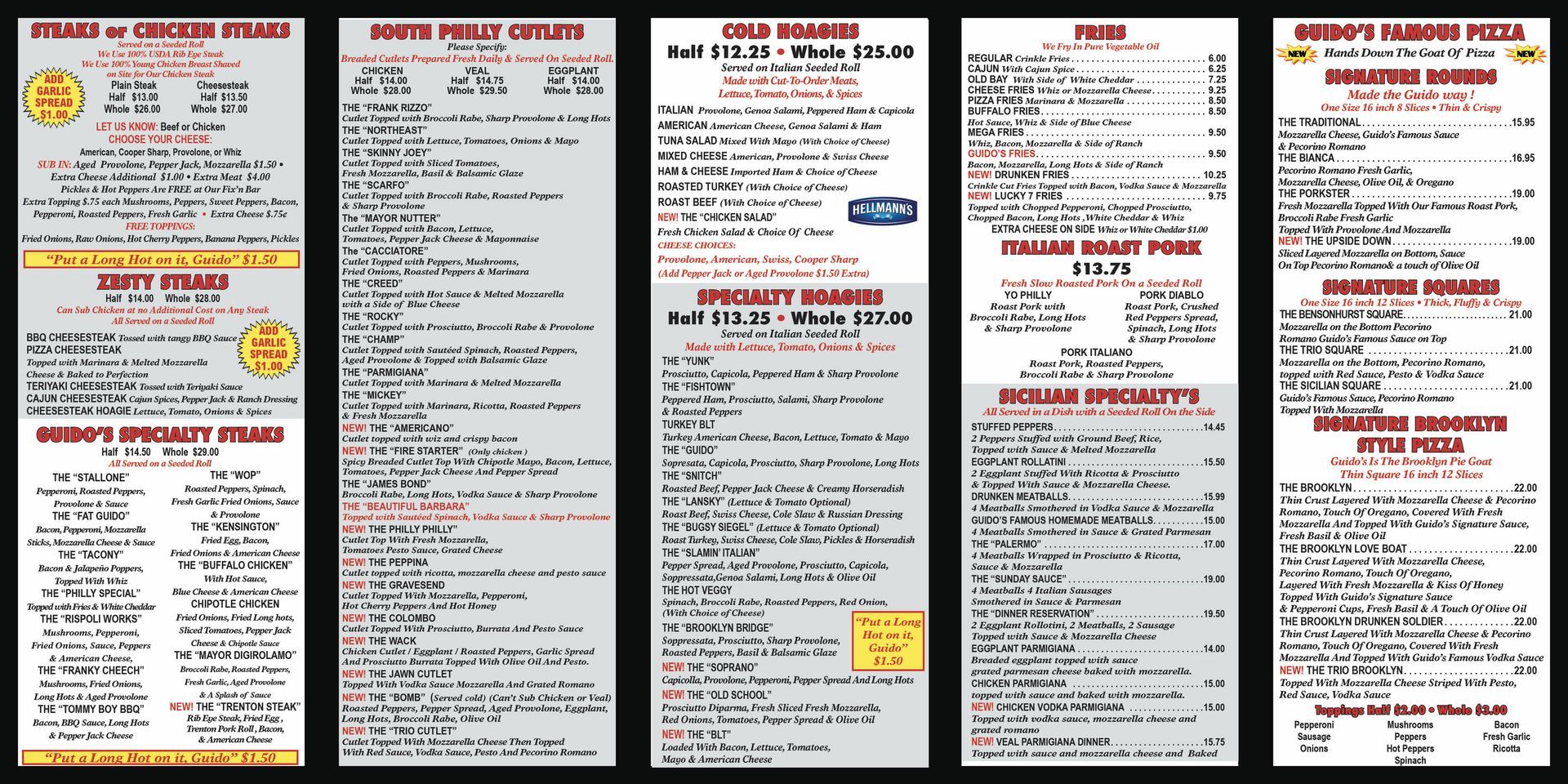Guido's Steaks catering menu page 2