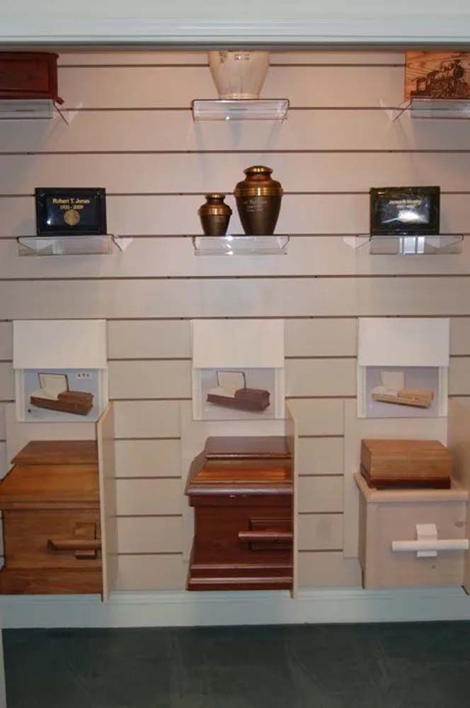 Interior and exterior views of Beaty Funeral Home in Winnsboro, TX