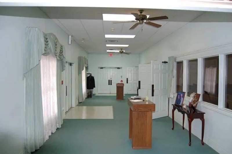 Interior and exterior views of Beaty Funeral Home in Winnsboro, TX