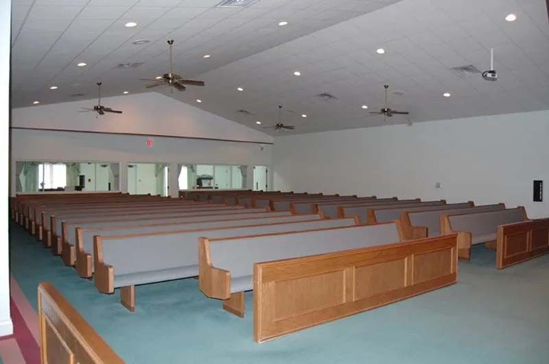 Interior and exterior views of Beaty Funeral Home in Winnsboro, TX
