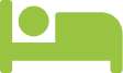 Green icon of a person lying in bed.