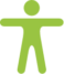 Green stick figure with arms outstretched.