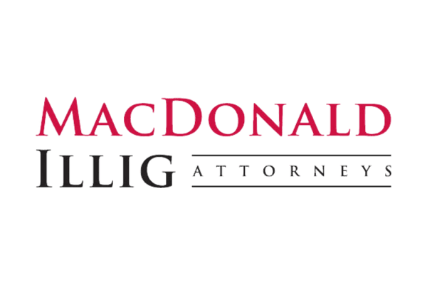 Logo for MacDonald Illig Attorneys with red text for MacDonald and black text for Illig Attorneys.