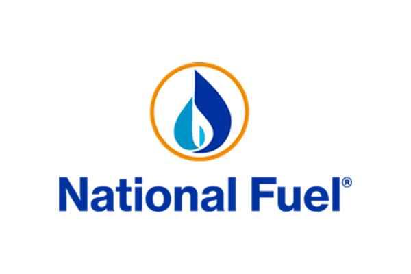 The National Fuel company logo, featuring a blue flame icon inside an orange circle above the blue text