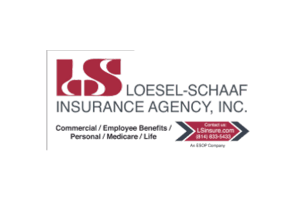 Logo for Loesel-Schaaf Insurance Agency, Inc. showing their services, website, phone number, and ESOP status.