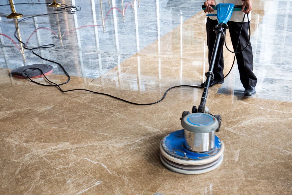 Polishing the floor — Columbia, TN — Two Guys Janitorial Service