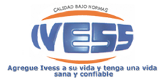 Logotipo para Ivess, letras azules dentro de un óvalo naranja y azul, con texto debajo en español.