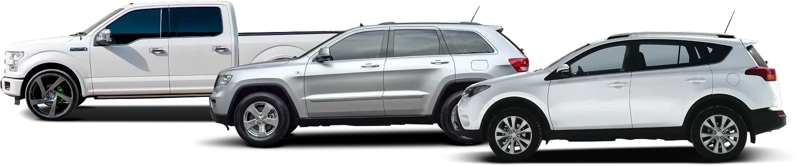 White truck, silver SUV, white SUV | Pat's Auto Repair & Towing