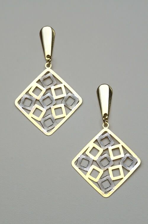 Brinco Quadrados Dois Ouros - Daruma Bijuterias