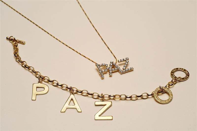 Colar e Pulseira da PAZ folheada a Ouro - Daruma Bijuterias