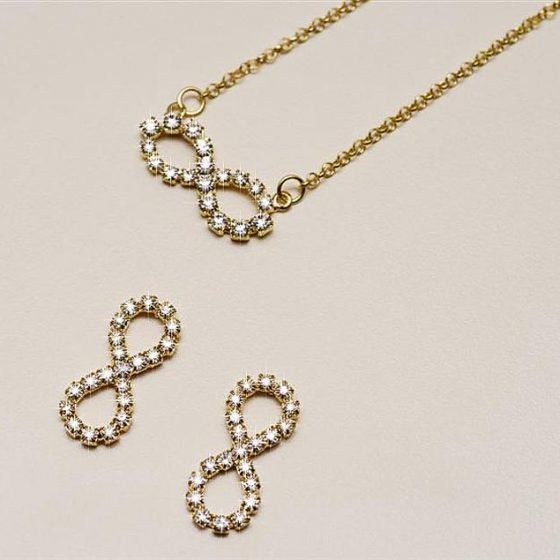 Colar e Brincos do Infinito Folheados a Ouro - Daruma Bijuterias