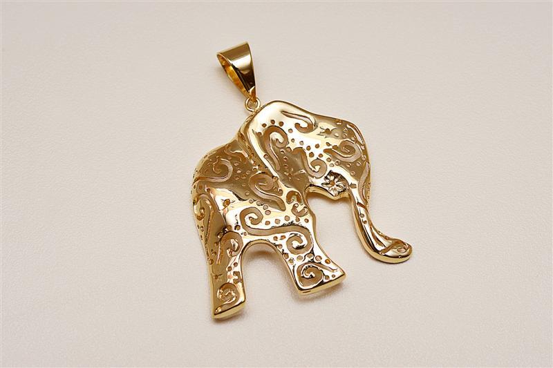 Pingente Elefante Folheado a Ouro - Daruma Bijuterias