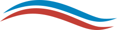 Two curved, parallel lines: blue on top, red below.