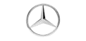 Mercedes-Benz three-pointed star logo in a silver circle on white background