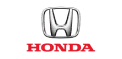 Honda logo with silver emblem and red wordmark on a white background