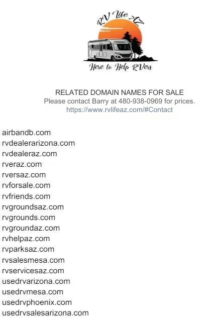 A list of rv related domain names for sale