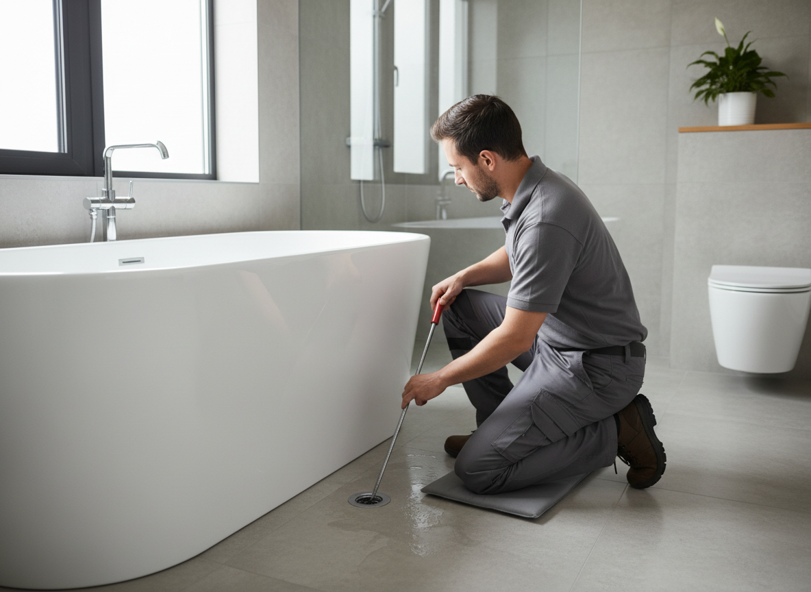 Αποφράξεις μπανιέρας – τεχνικός σε αποχέτευση μπάνιου