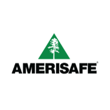 A logo for amerisafe with a tree in a triangle