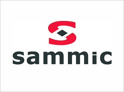 Logo di Sammic, un marchio scritto in nero sotto una 