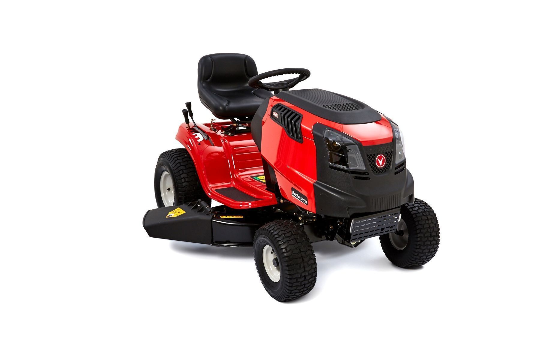 A Red And Black Lawn Mower Is Sitting On A White Surface — Leslie Farm & Garden Machinery In South Grafton, NSW