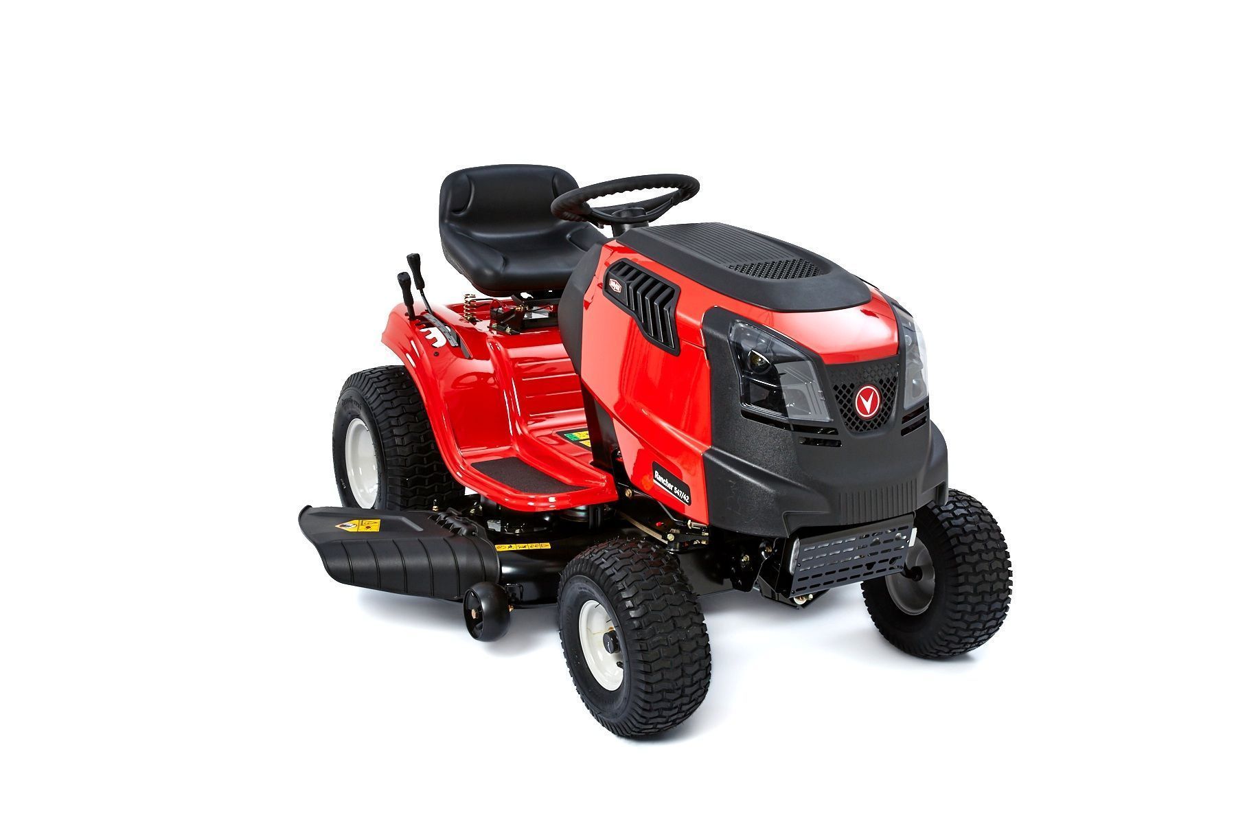 A Red And Black Lawn Mower Is Sitting On A White Surface — Leslie Farm & Garden Machinery In South Grafton, NSW