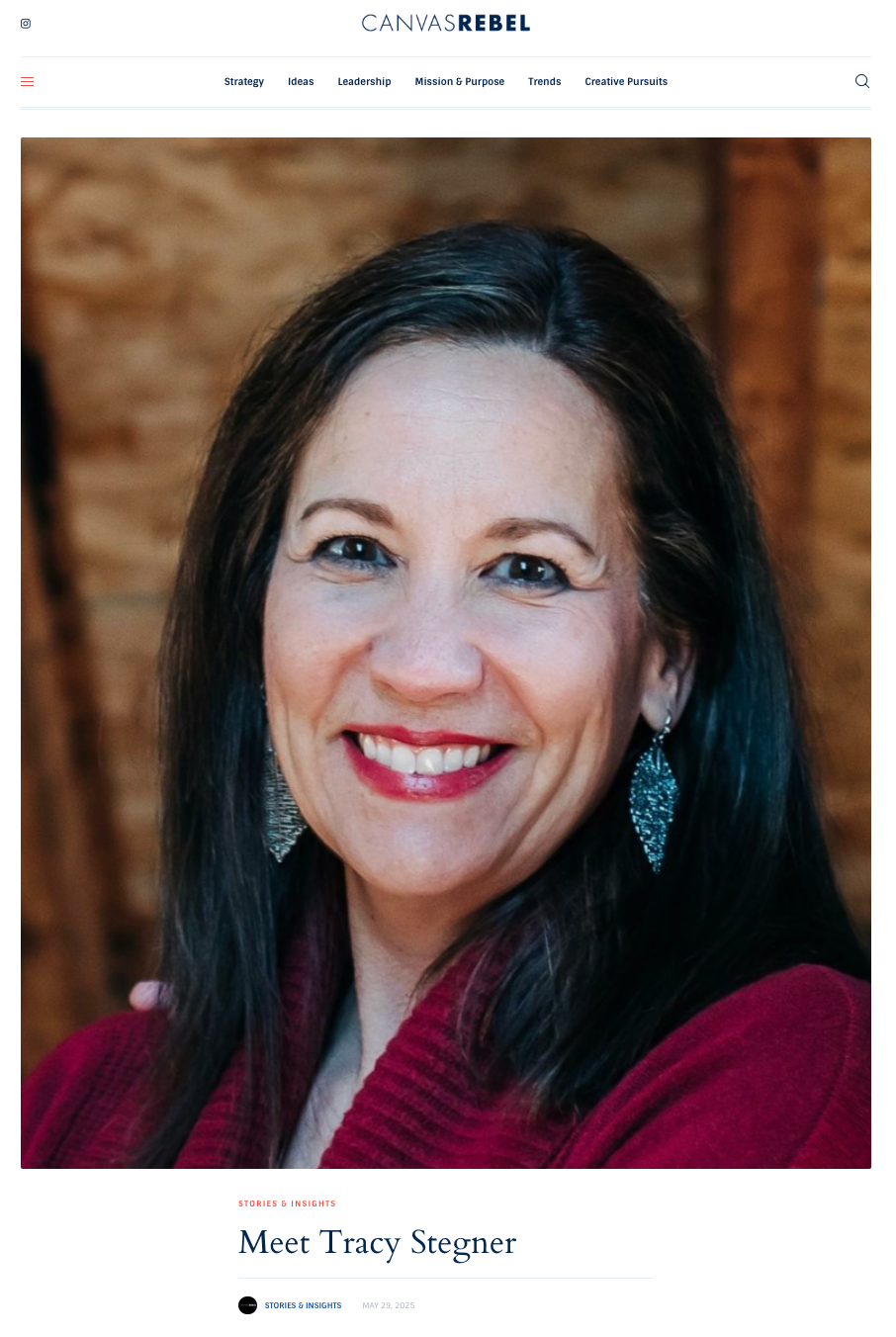 Tracy Sngyer smiling, wearing burgundy, dark hair. Text: Meet Tracy Sngyer.