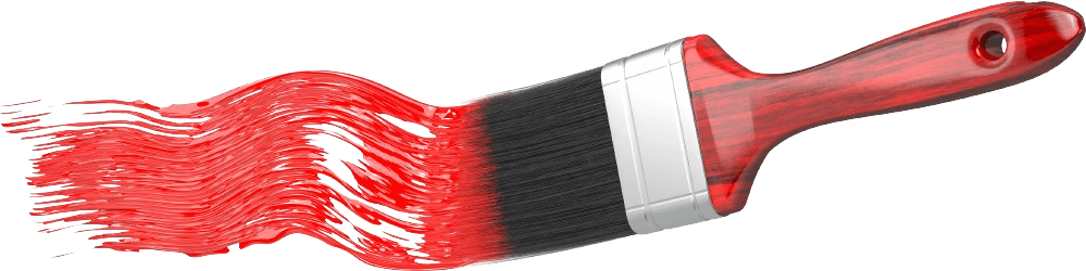 Red paintbrush spreading red paint.
