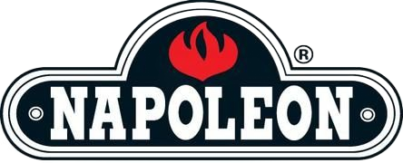 Napoleon logo in white on black with a red flame icon above the wordmark