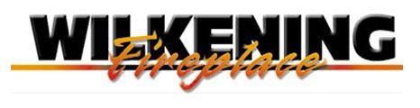 WILKENING Fireplace logo in black and orange with an orange underline