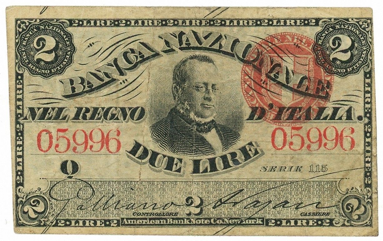 La banconota da 2 lire denominata 