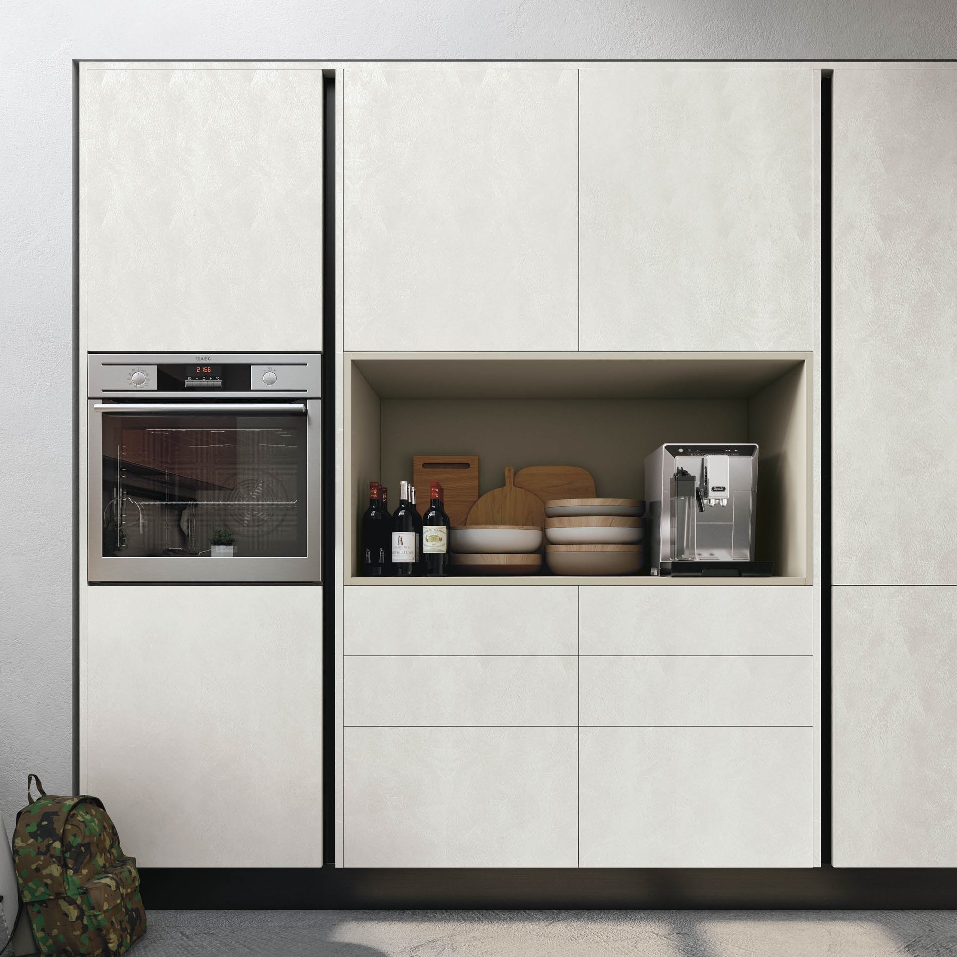 Cucina Stosa Infinity laminato materico cemento bianco  - Mobil_Coop