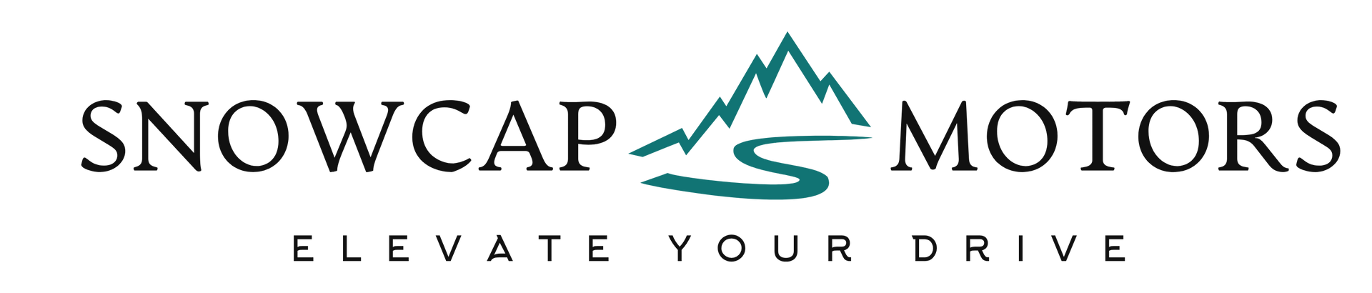 The logo for snowcap motors shows a mountain and the words elevate your drive.