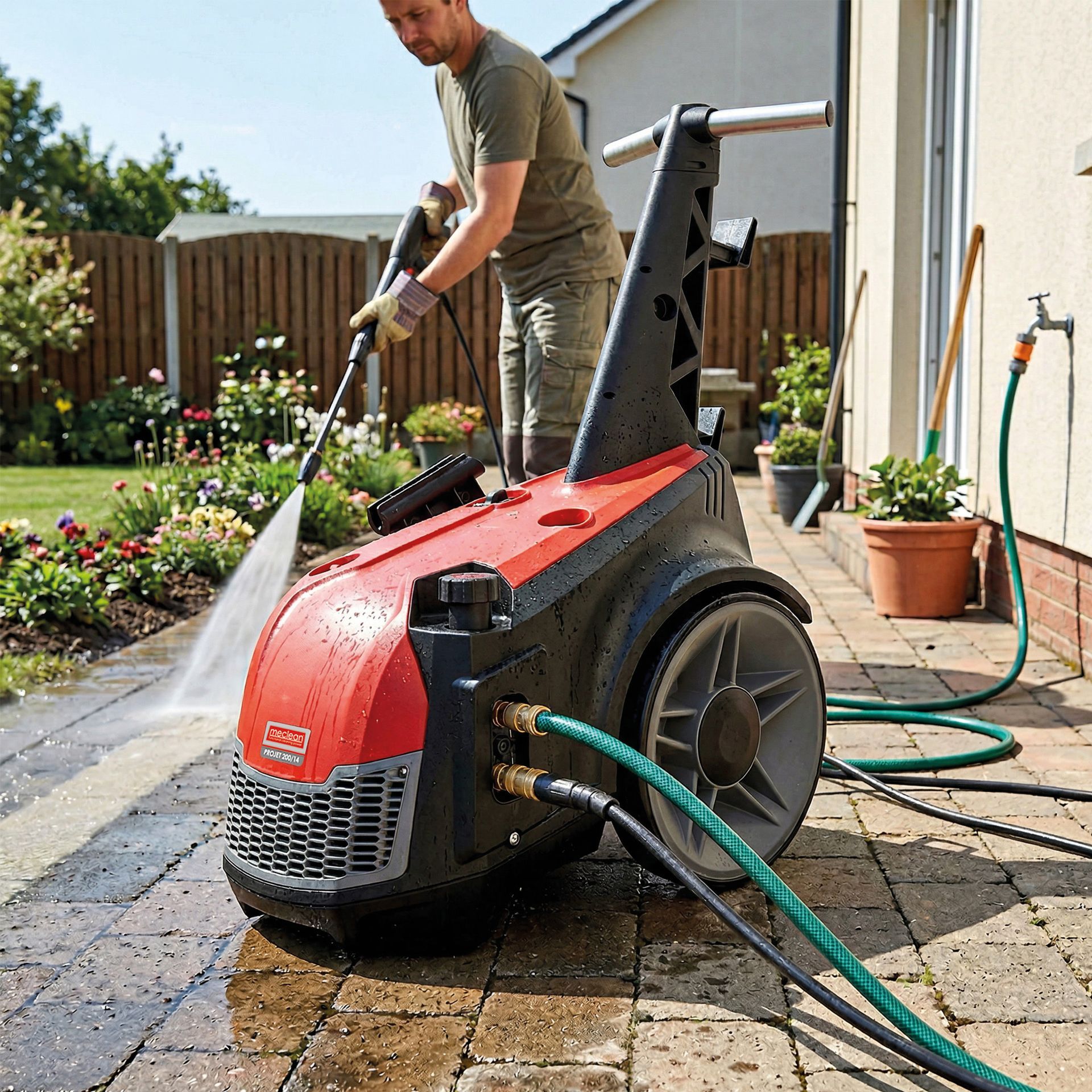 Meclean nettoyeur haute pression a eau froide professionnel PROJET nettoyage haute pression dans le jardin